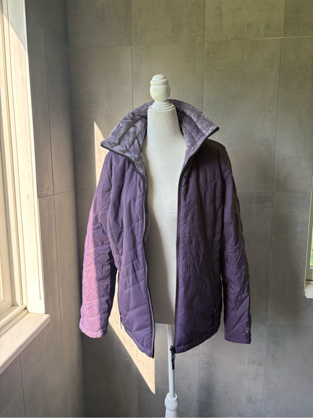 Free Country Reversible Women’s Quilted Puffer Jacket in Purple